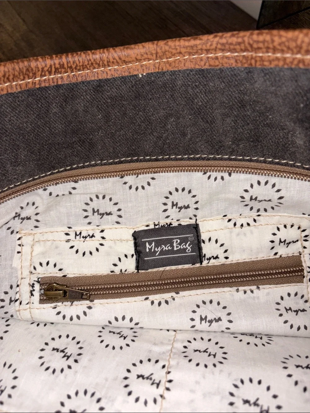 Myra Bag Black & White Cowhide Tote with Turquoise Tooled Trim